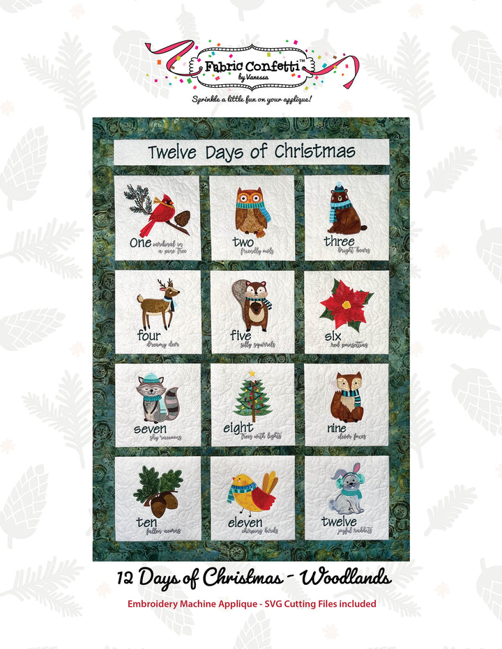 Twelve Days of Christmas - Woodlands - Machine Embroidery