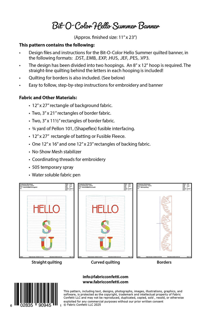 Bit-O-Color Hello Summer Quilted Banner