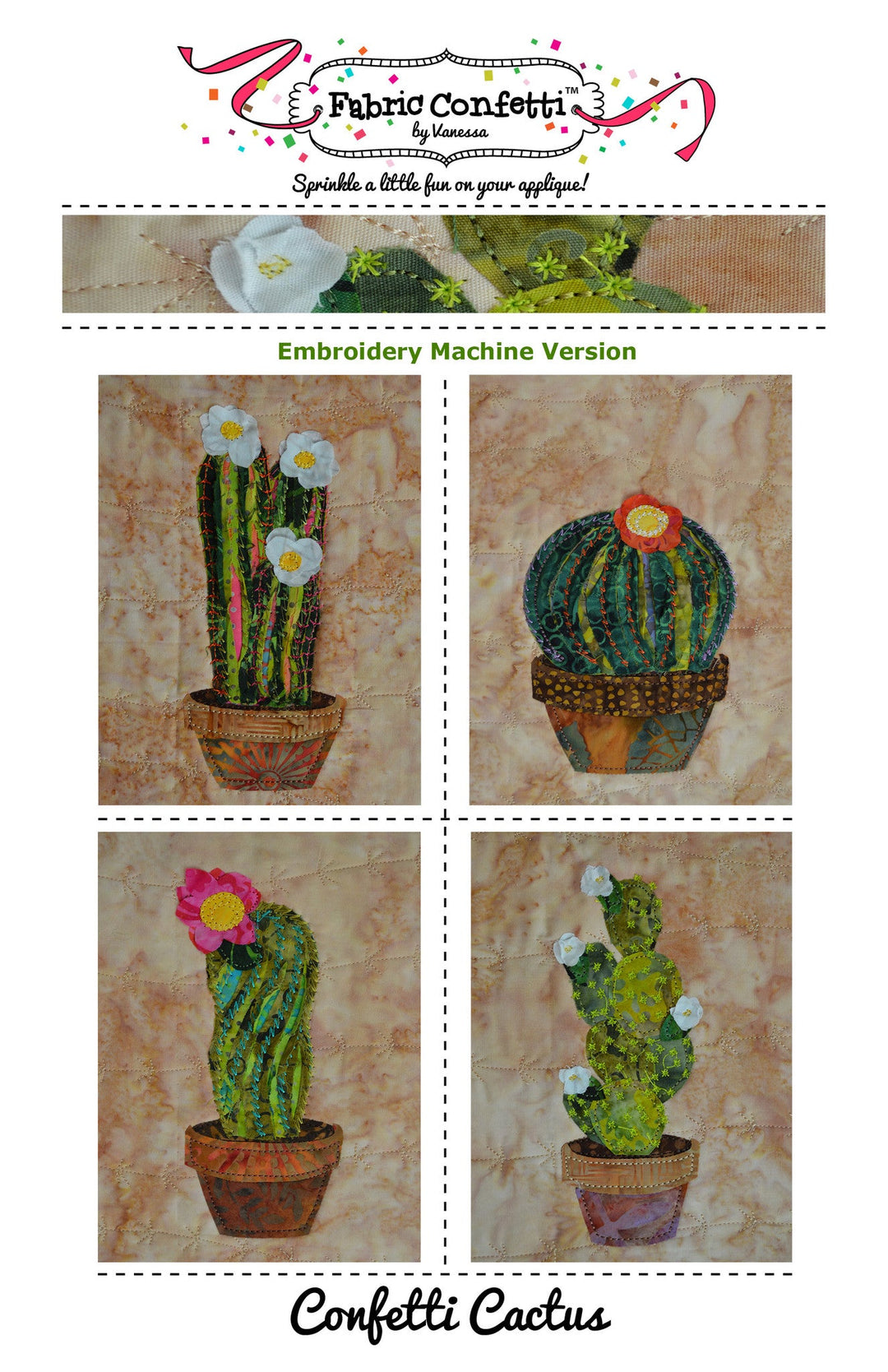 Confetti Cactus for Machine Embroidery