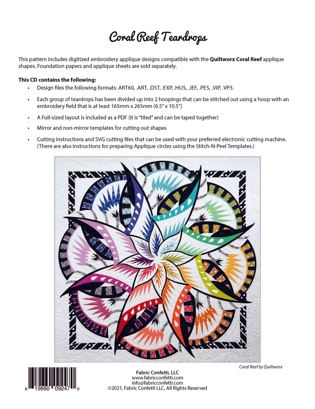 Coral Reef Teardrops Machine Embroidery