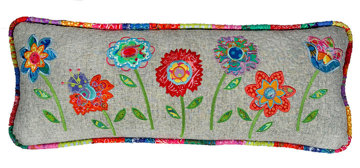 Dancing Flowers Bench Pillow for Machine Embroidery
