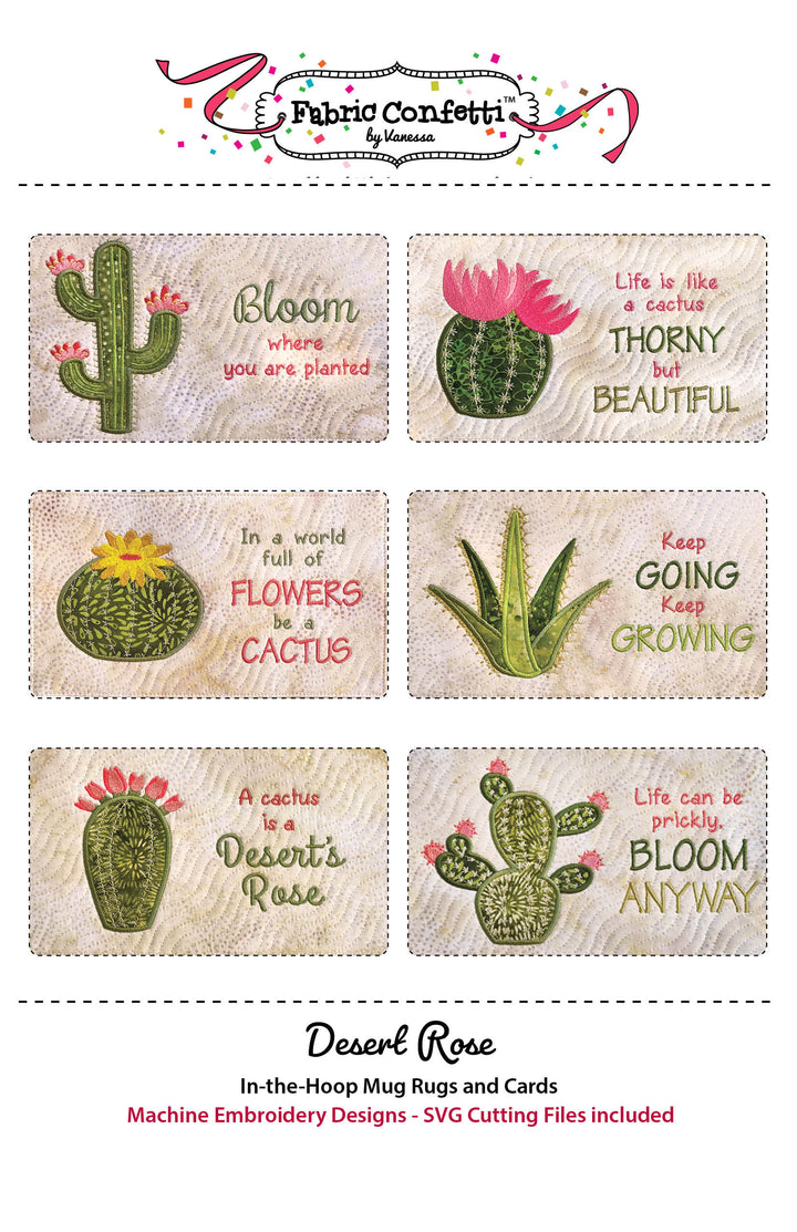 Desert Rose ITH Mug Rugs and Cards