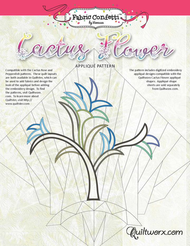 Cactus Flower Machine Embroidery