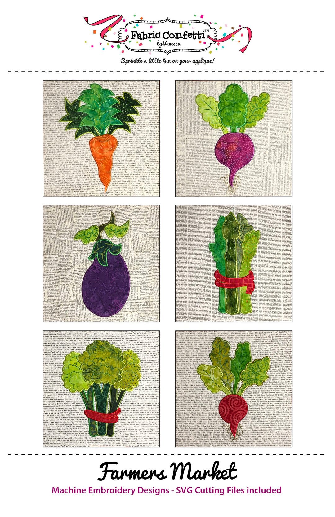 Farmers Market Table Runner for Machine Embroidery