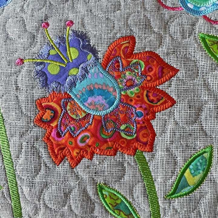 Dancing Flowers Bench Pillow for Machine Embroidery
