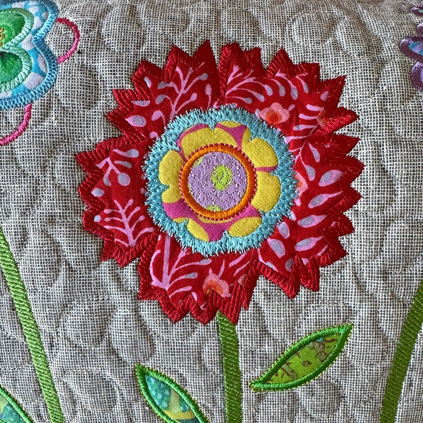 Dancing Flowers Bench Pillow for Machine Embroidery