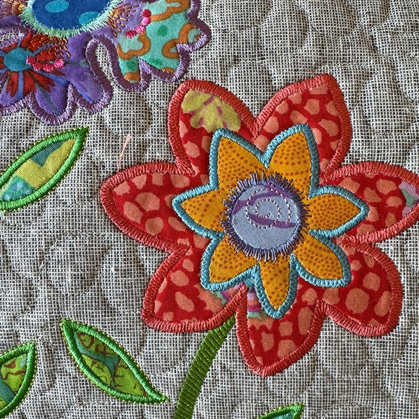 Dancing Flowers Bench Pillow for Machine Embroidery