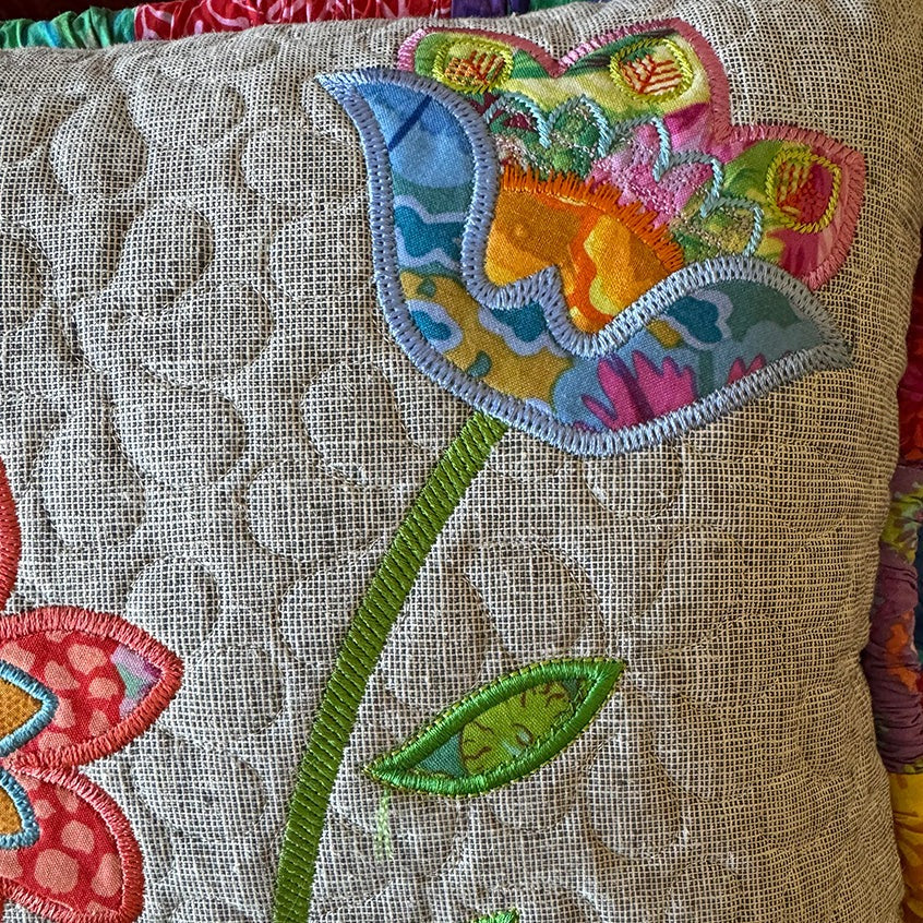 Dancing Flowers Bench Pillow for Machine Embroidery