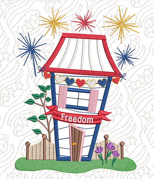 The Wonky Houses Banner - America - for Machine Embroidery