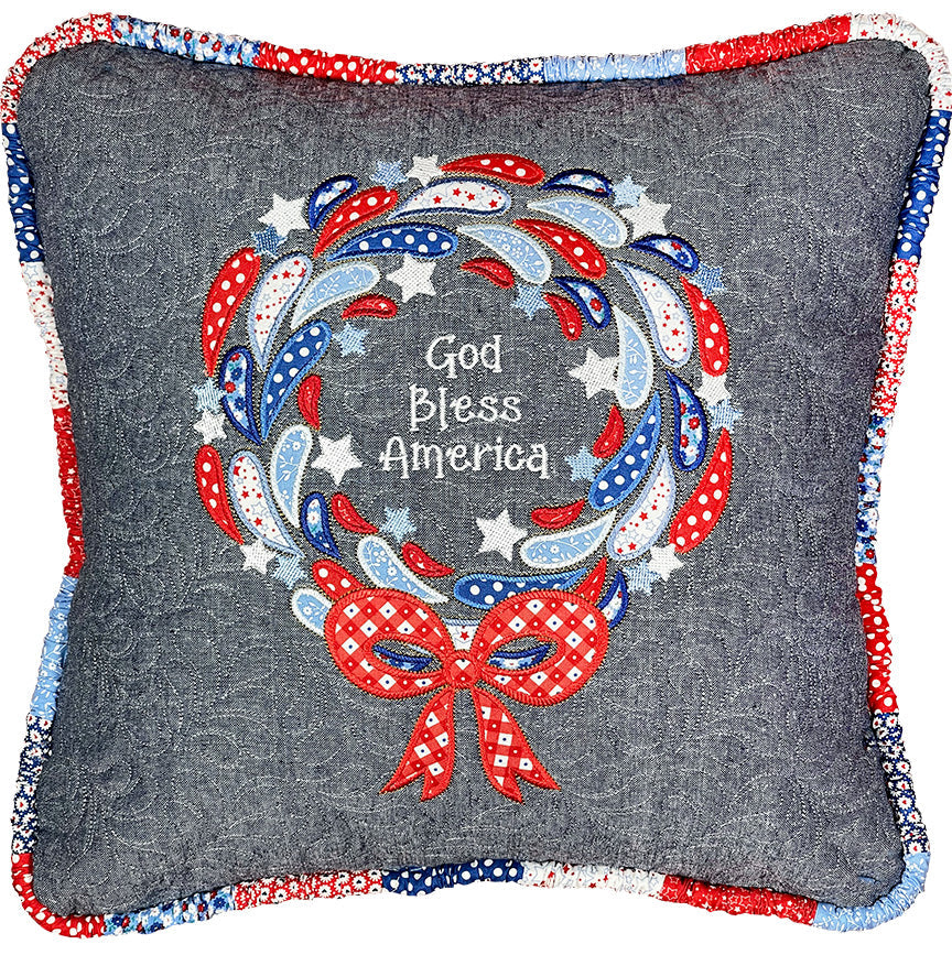 Wreath for All Seasons - God Bless America Machine Embroidery