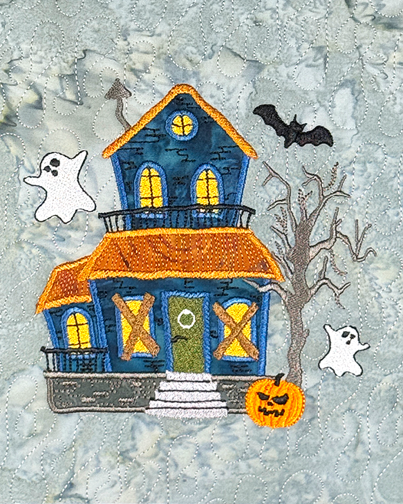 Halloween Wonky Houses TWO Banner for Machine Embroidery