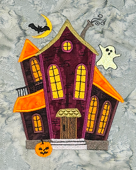 Halloween Wonky Houses TWO Banner for Machine Embroidery
