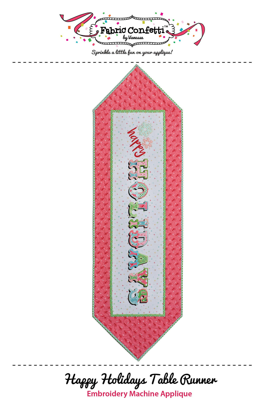 Happy Holidays Table Runner for Machine Embroidery