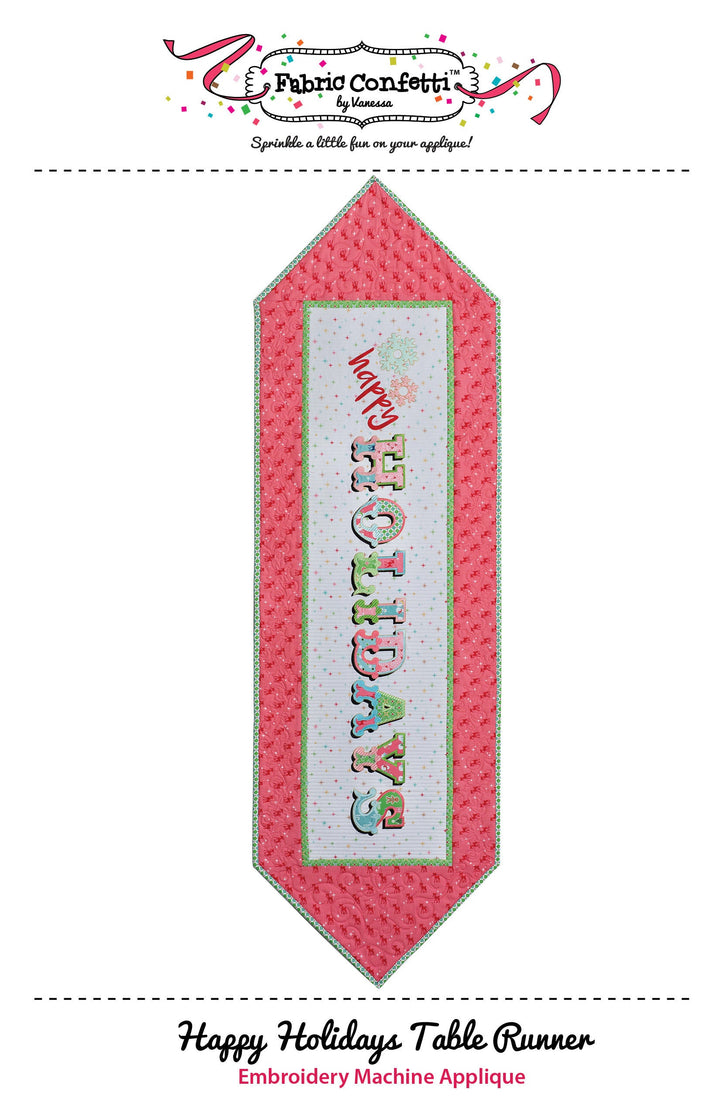 Happy Holidays Table Runner for Machine Embroidery