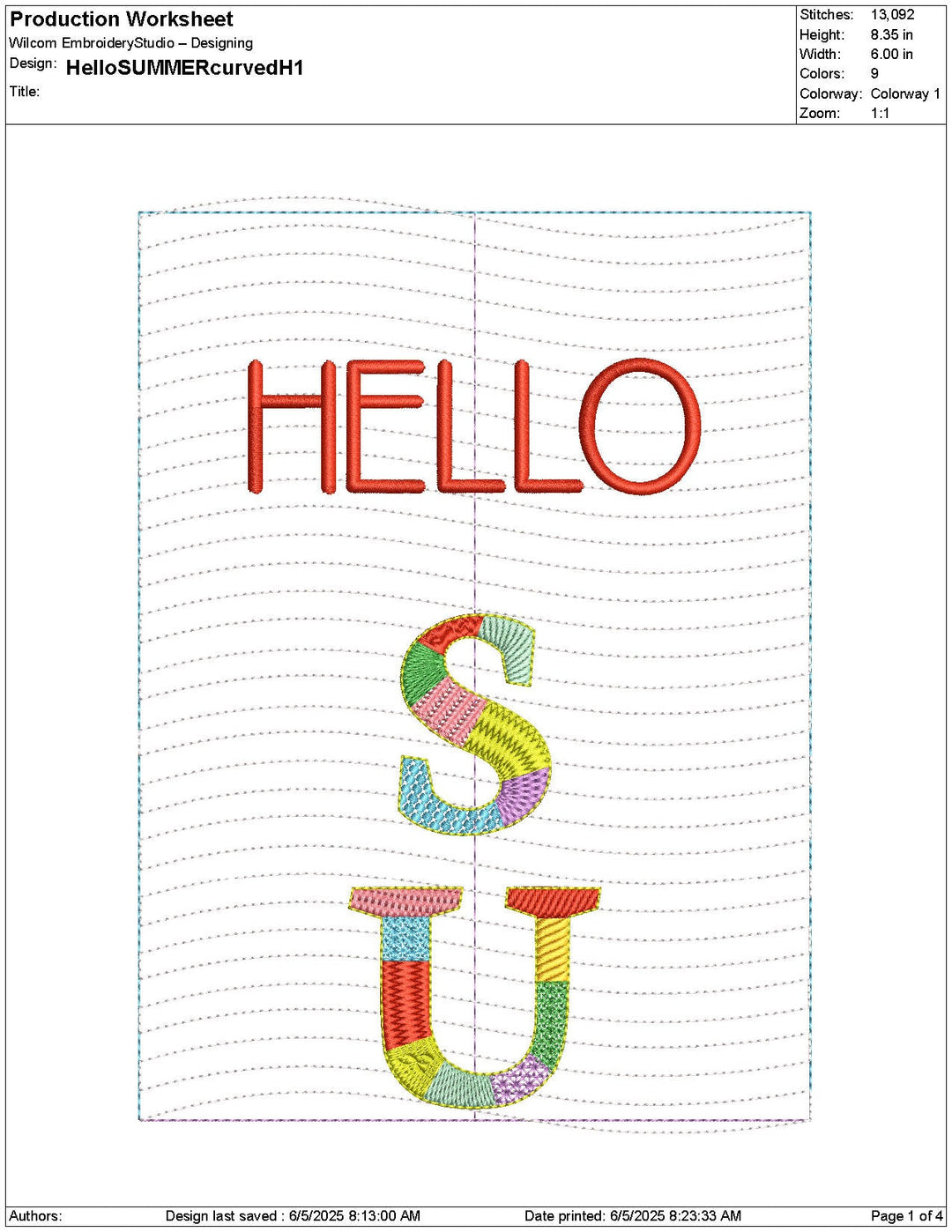 Bit-O-Color Hello Summer Quilted Banner