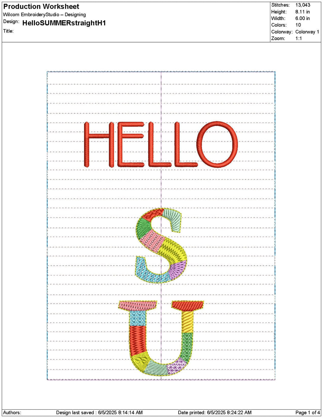 Bit-O-Color Hello Summer Quilted Banner