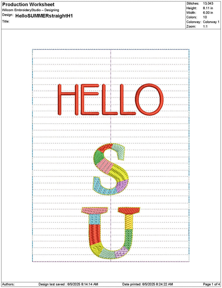 Bit-O-Color Hello Summer Quilted Banner