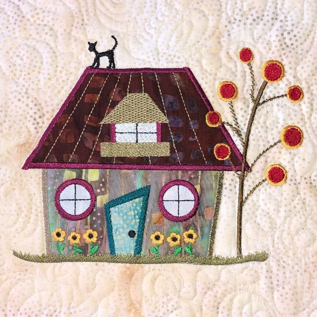 The Wonky Houses Table Runner - Autumn - for Machine Embroidery