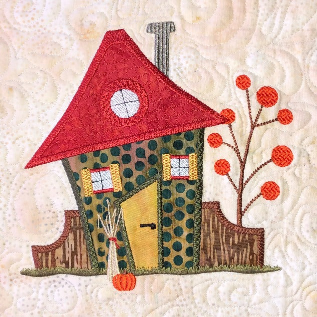 The Wonky Houses Table Runner - Autumn - for Machine Embroidery