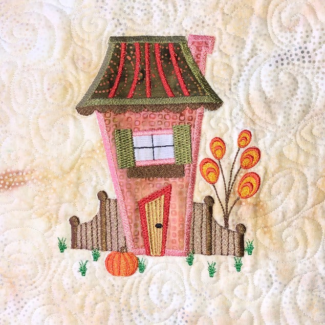 The Wonky Houses Table Runner - Autumn - for Machine Embroidery