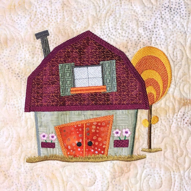 The Wonky Houses Table Runner - Autumn - for Machine Embroidery