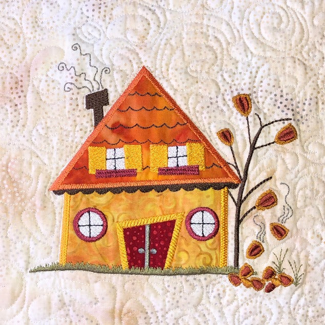 The Wonky Houses Table Runner - Autumn - for Machine Embroidery