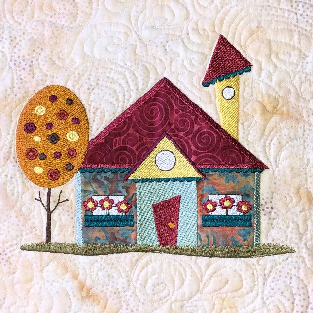 The Wonky Houses Table Runner - Autumn - for Machine Embroidery