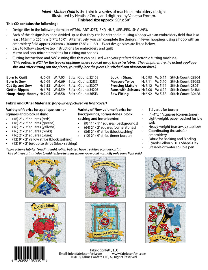 Inked - Makers Quilt for Machine Embroidery
