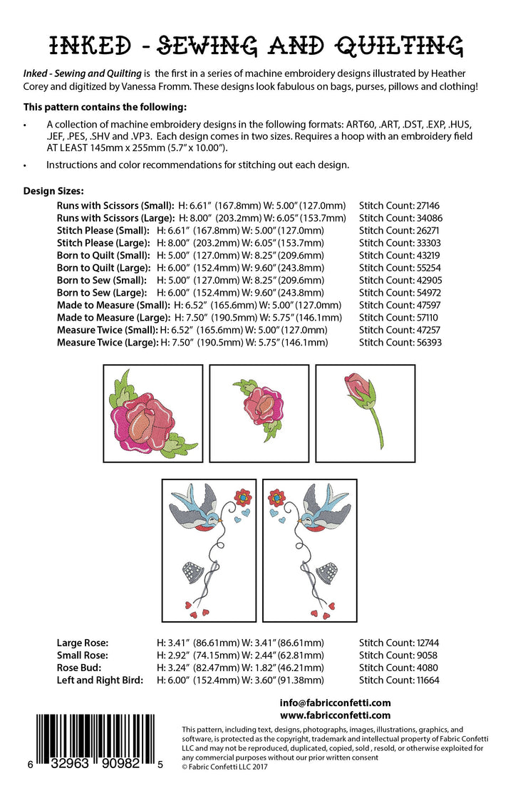 Inked - Sewing and Quilting for Machine Embroidery