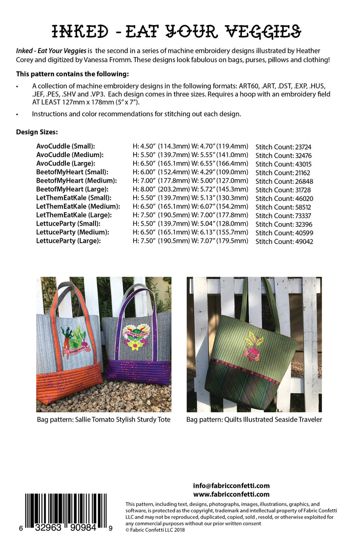 Inked - Eat Your Veggies for Machine Embroidery