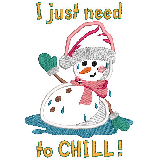 Just Chill Snowman Banner for Machine Embroidery