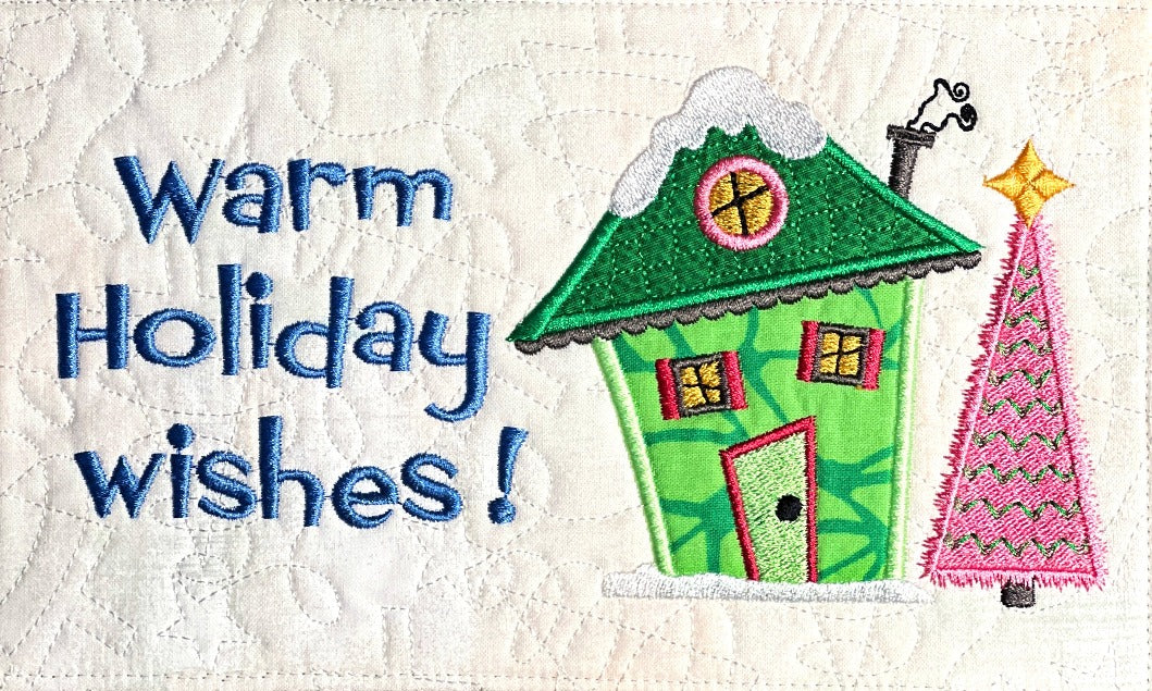 Wonky Holiday Houses ITH Mug Rugs or Desk Pillows