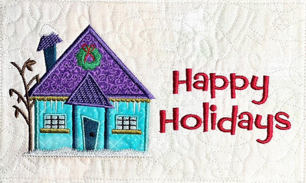 Wonky Holiday Houses ITH Mug Rugs or Desk Pillows