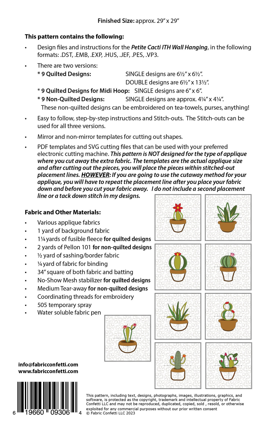Petite Cacti ITH Wall Hanging for Machine Embroidery