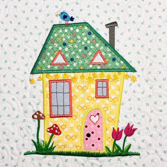 The Wonky Houses Table Runner - Spring - for Machine Embroidery