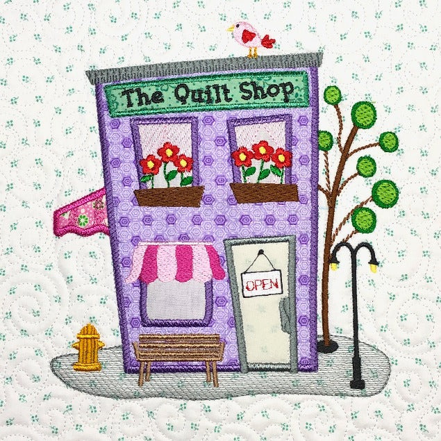 The Wonky Houses Table Runner - Spring - for Machine Embroidery