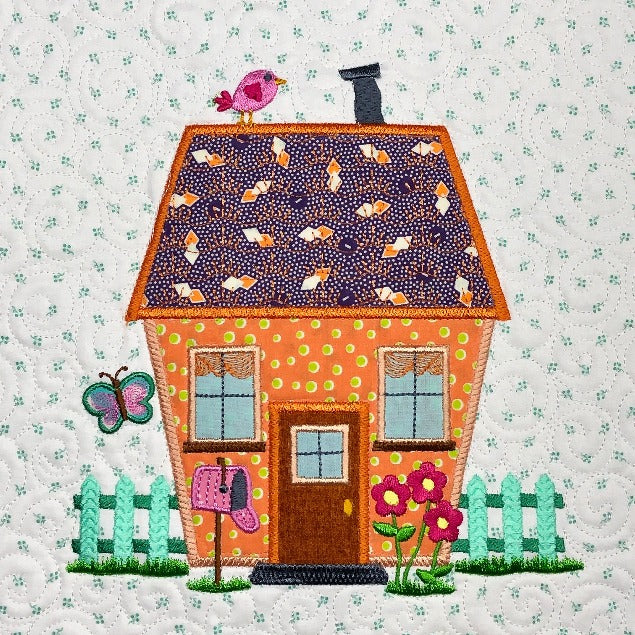 The Wonky Houses Table Runner - Spring - for Machine Embroidery