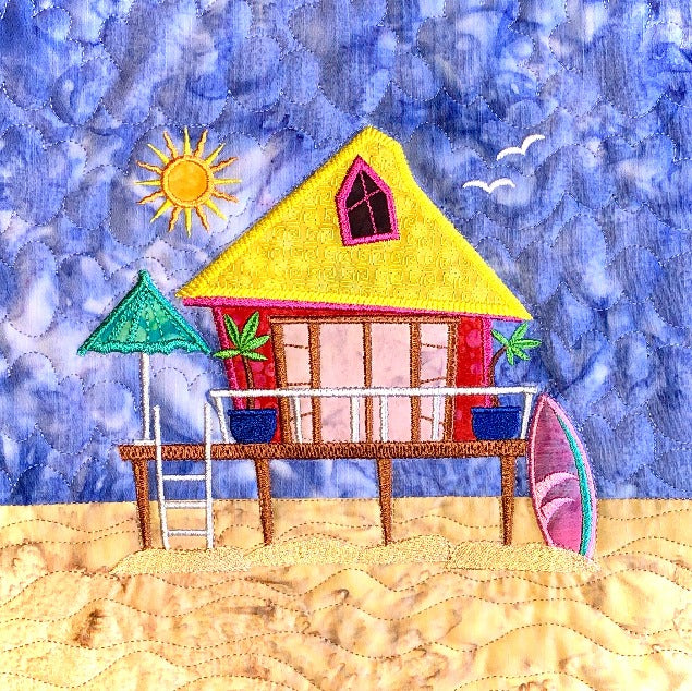 The Wonky Houses Table Runner - Summer - for Machine Embroidery