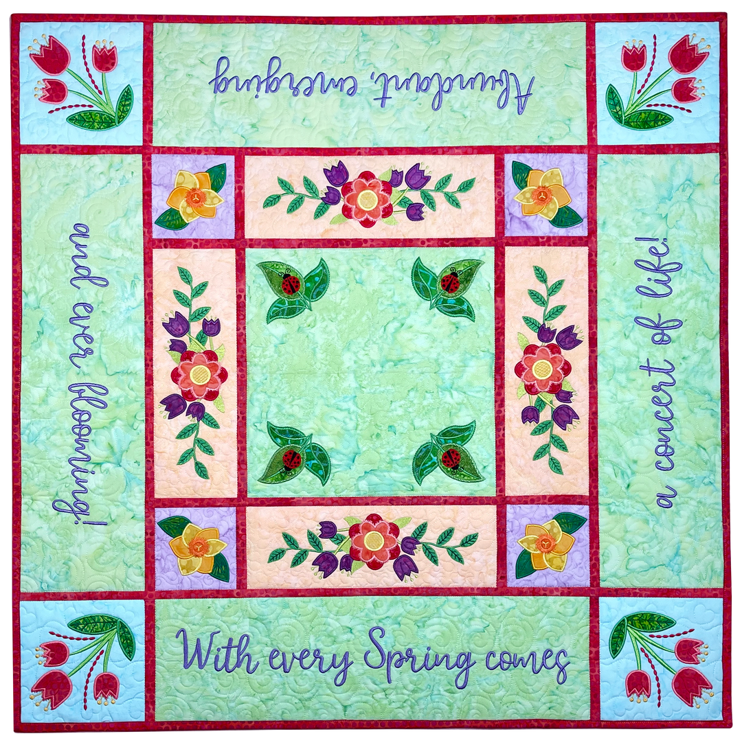 Spring Floral Table Topper for Machine Embroidery