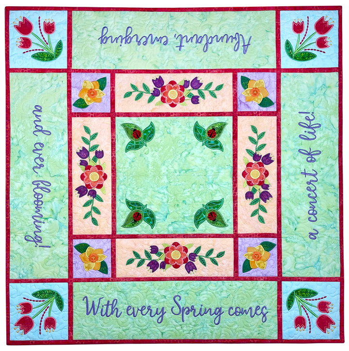 Spring Floral Table Topper for Machine Embroidery