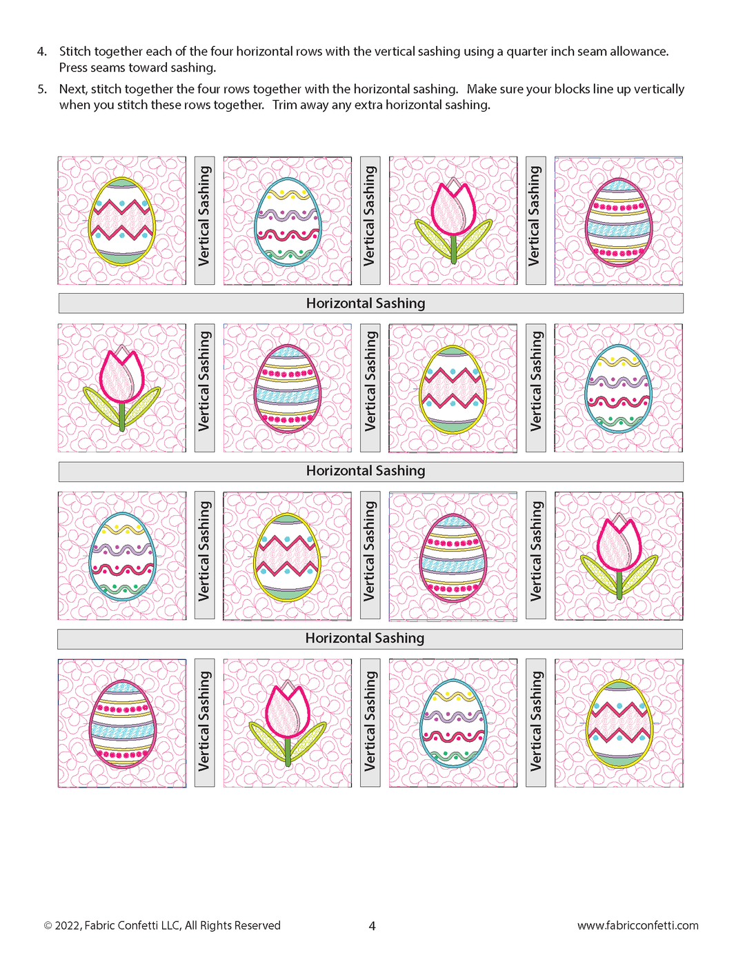 Tulips and Easter Eggs ITH Wall Hanging