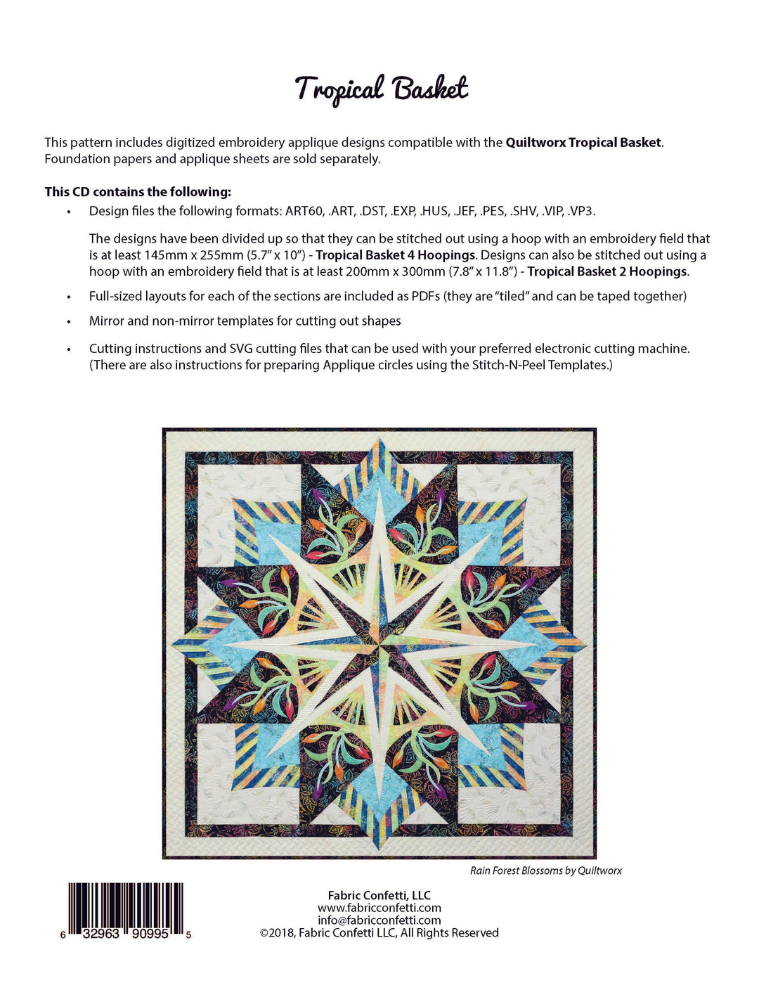 Tropical Basket Machine Embroidery