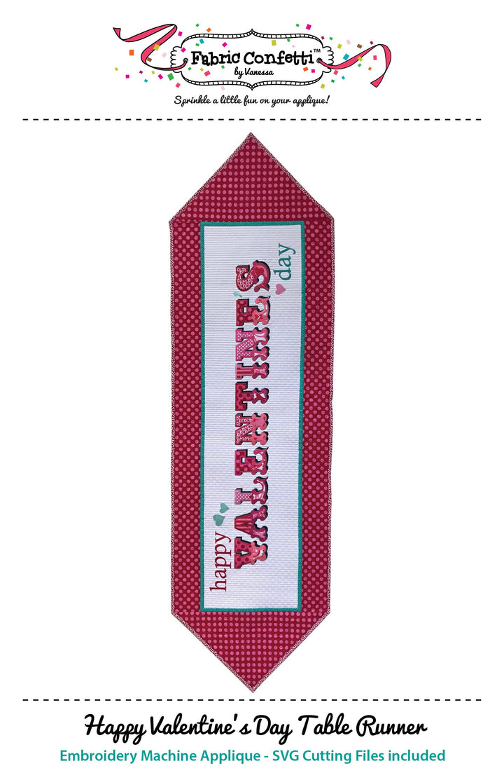 Happy Valentine's Day Table Runner for Machine Embroidery