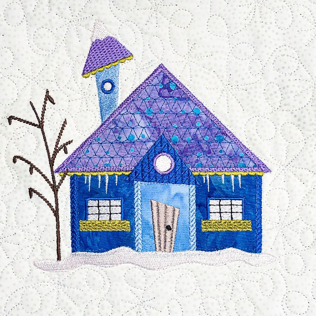 The Wonky Houses Table Runner - Winter - for Machine Embroidery