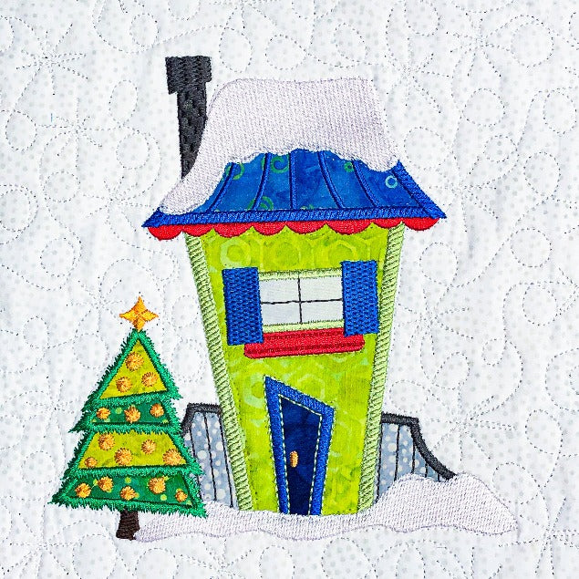 The Wonky Houses Table Runner - Winter - for Machine Embroidery