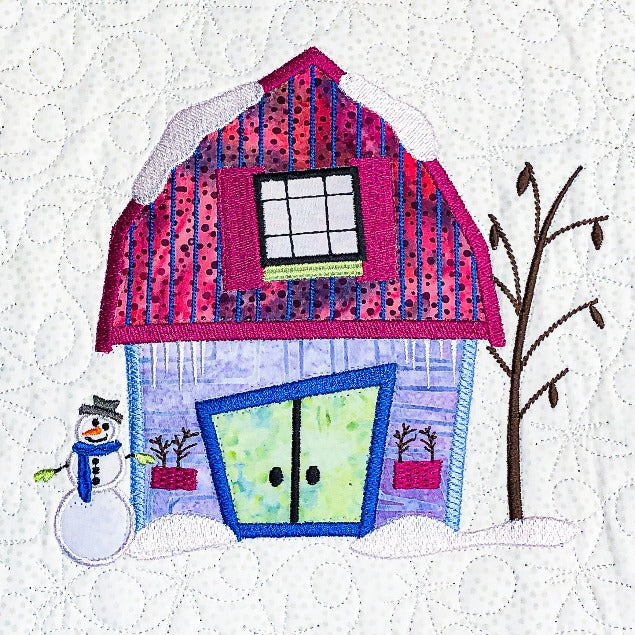 The Wonky Houses Table Runner - Winter - for Machine Embroidery