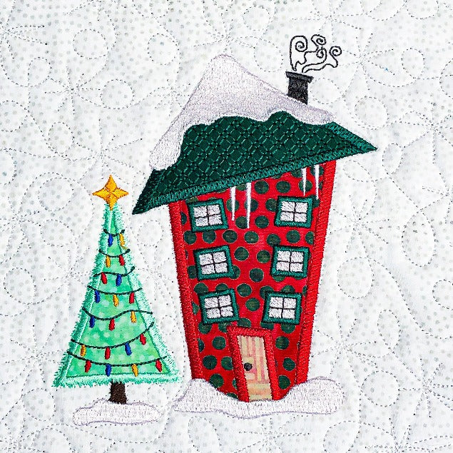 The Wonky Houses Table Runner - Winter - for Machine Embroidery