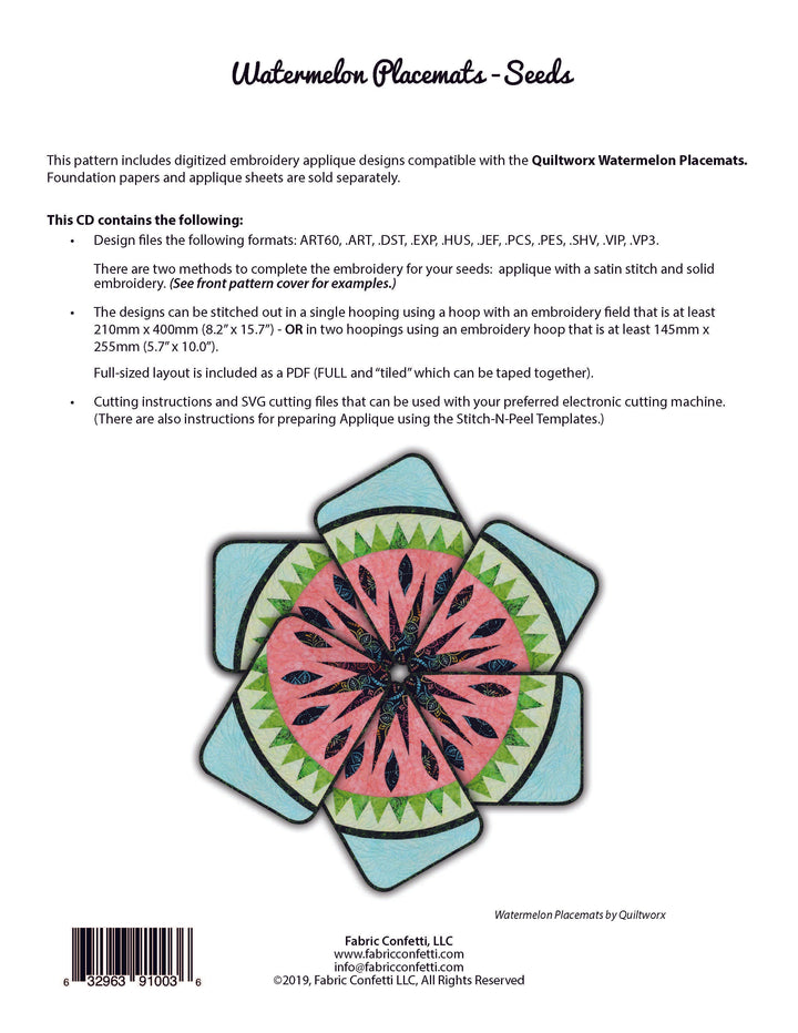 Watermelon Seeds Machine Embroidery