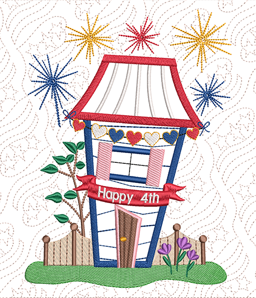 The Wonky Houses Banner - America - for Machine Embroidery